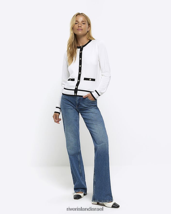 לבוש River Island קרדיגן סרוג עם כפתורים קרם נשים BDZ4083796