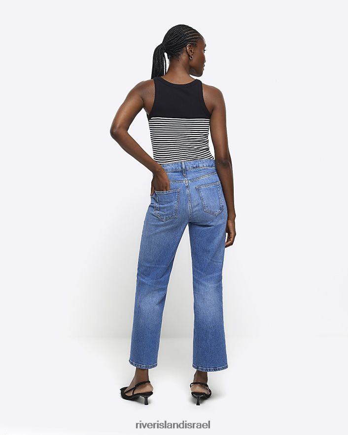 לבוש River Island ג'ינס בגזרה רחבה בגזרה גבוהה כְּחוֹל נשים BDZ4083801