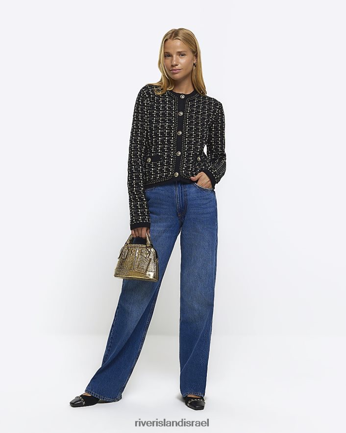 לבוש River Island קרדיגן סרוג בוקל שָׁחוֹר נשים BDZ4083803