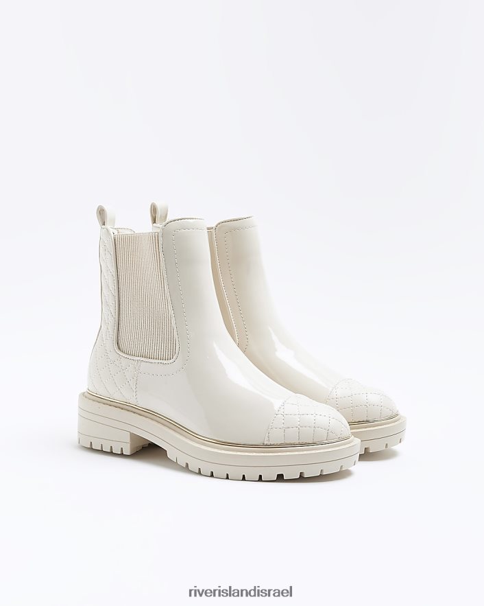 הַנעָלָה River Island מגפי צ'לסי בגזרה רחבה קרם נשים BDZ4083805