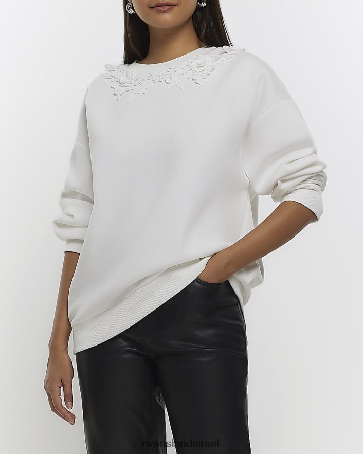 לבוש River Island סווטשירט פרחוני של קורז' לבן נשים BDZ4083813