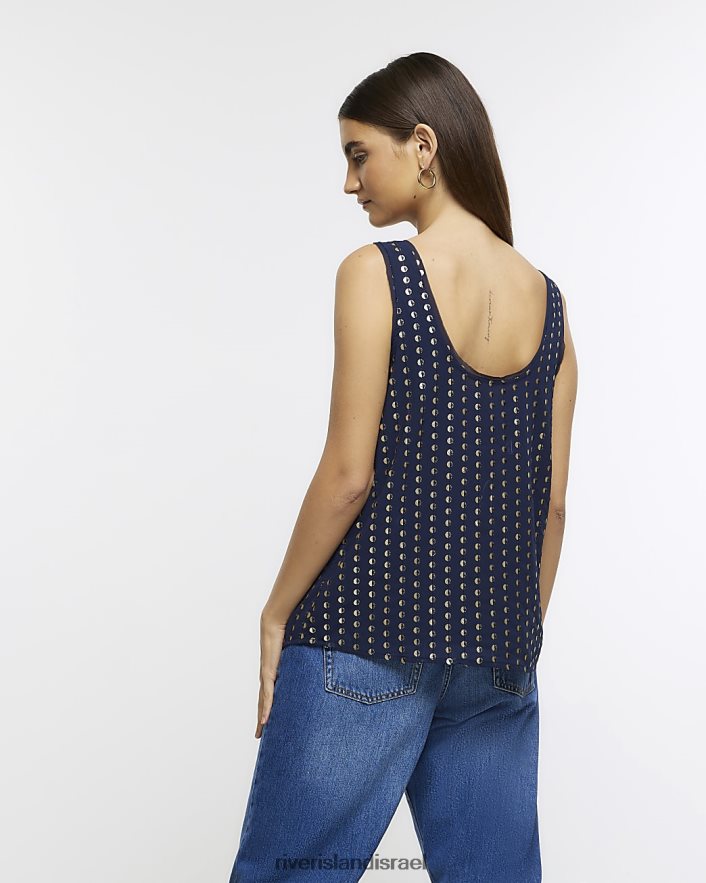 לבוש River Island גופיית פאייטים חיל הים נשים BDZ4083814