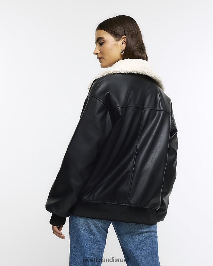לבוש River Island ז'קט בומבר של שרלינג שָׁחוֹר נשים BDZ4083830