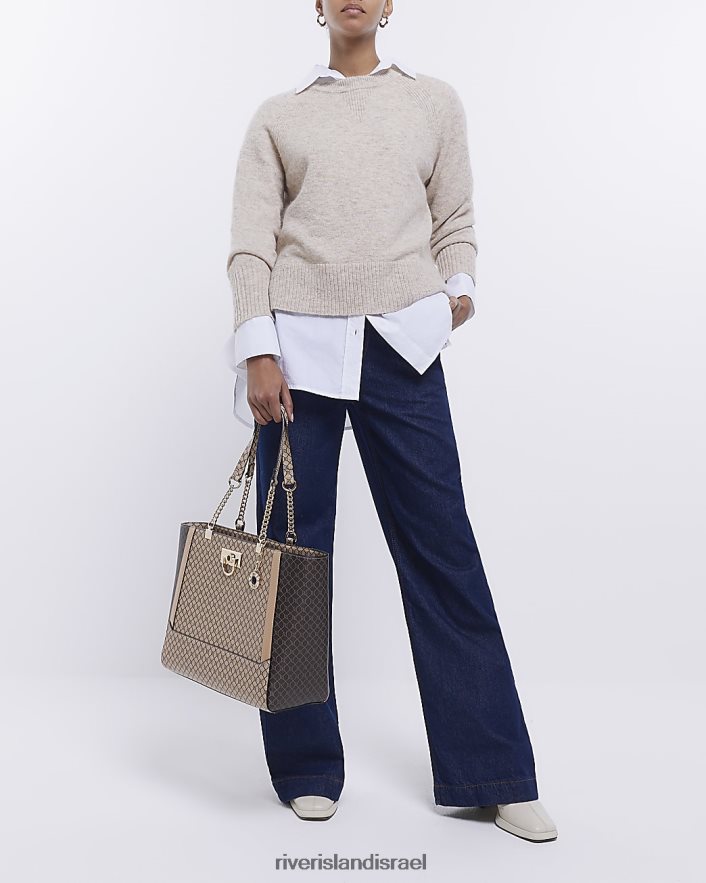 אביזרים River Island תיק ארי מונוגרמה חום נשים BDZ4083837