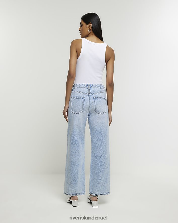 לבוש River Island ג'ינס ישר רגוע בגזרה גבוהה כְּחוֹל נשים BDZ4083849