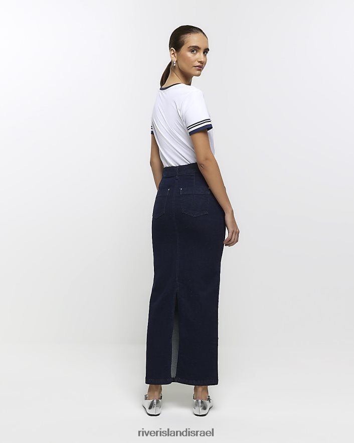 לבוש River Island חצאית מקסי בעיפרון ג'ינס כְּחוֹל נשים BDZ4083850