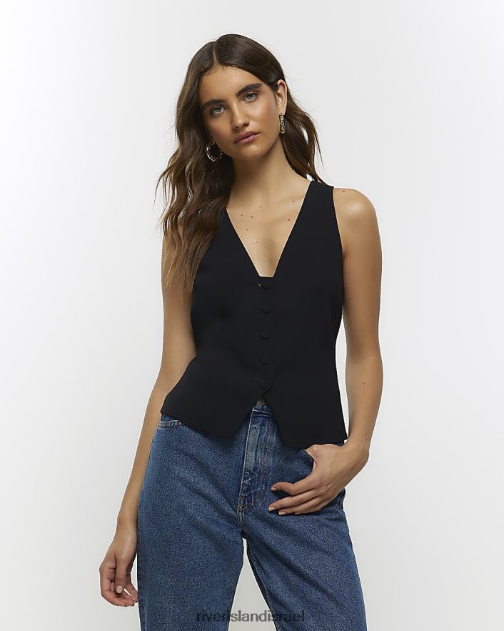 לבוש River Island חזייה קדמית בכפתור שָׁחוֹר נשים BDZ4083851