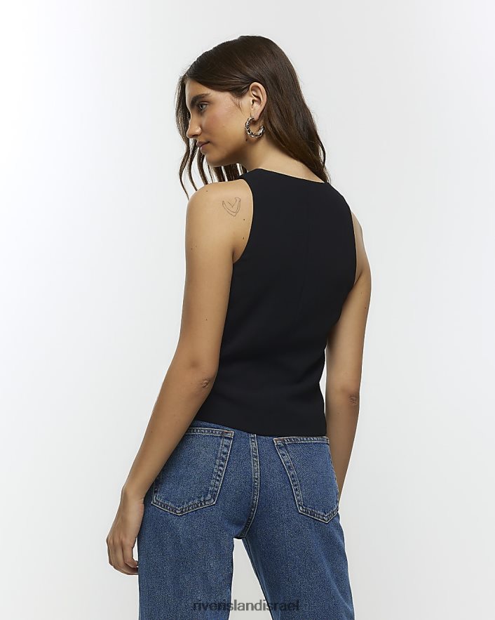 לבוש River Island חזייה קדמית בכפתור שָׁחוֹר נשים BDZ4083851