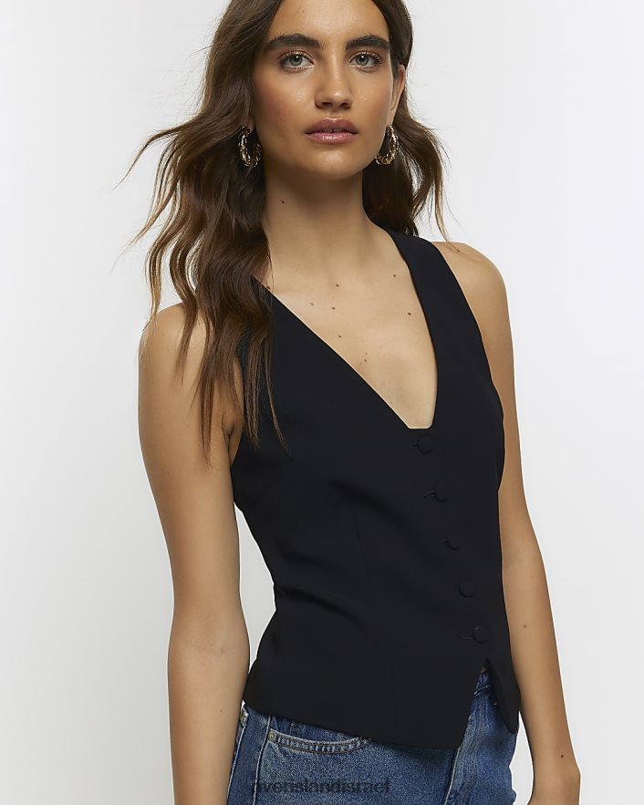לבוש River Island חזייה קדמית בכפתור שָׁחוֹר נשים BDZ4083851