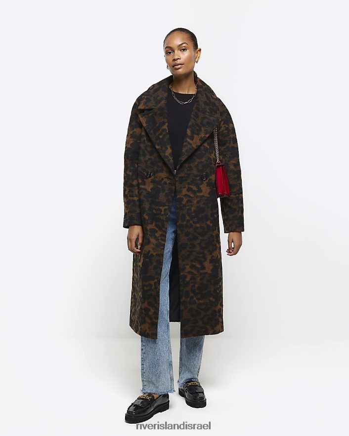 לבוש River Island מעיל אוברסייז בהדפס חיות חום נשים BDZ4083852