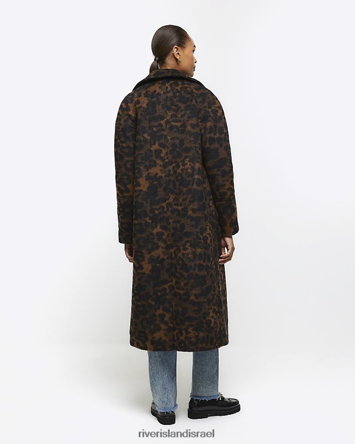 לבוש River Island מעיל אוברסייז בהדפס חיות חום נשים BDZ4083852