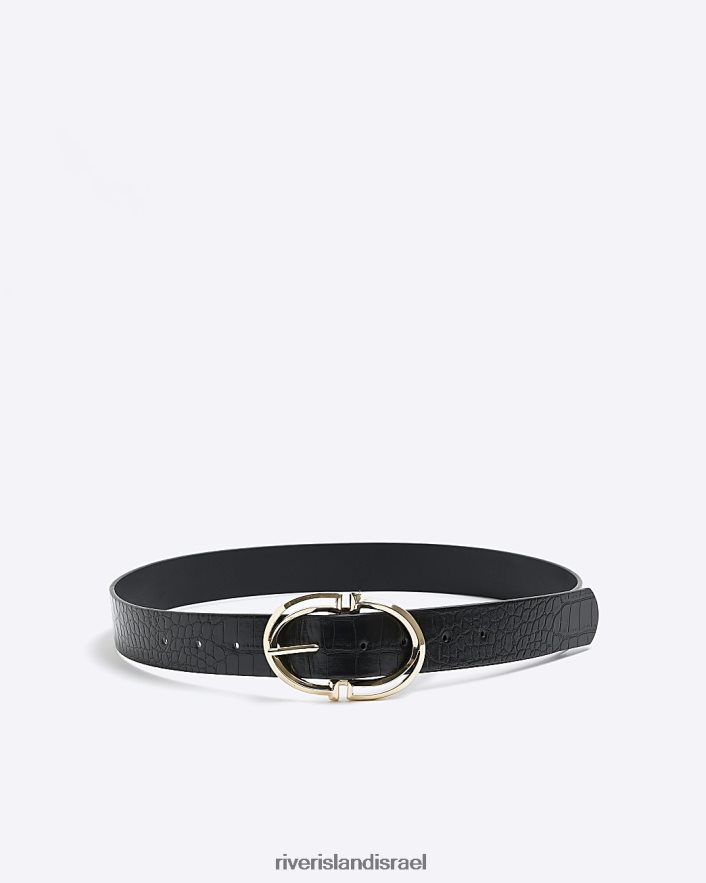 אביזרים River Island חגורה מובלטת בקרוק שָׁחוֹר נשים BDZ4083861