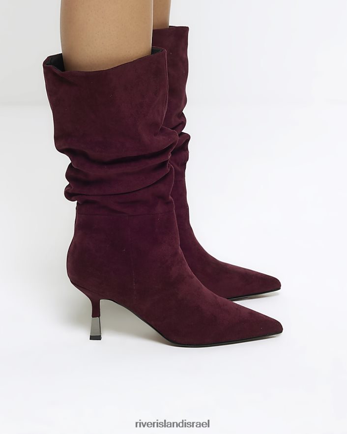 הַנעָלָה River Island מגפיים עם עקבים עם רגל גבוהה אָדוֹם נשים BDZ4083866