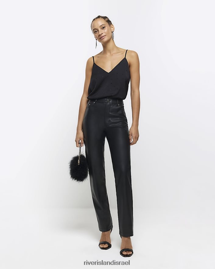 לבוש River Island חלק עליון קאמי יהלומי שָׁחוֹר נשים BDZ4083883