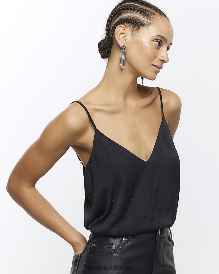 לבוש River Island חלק עליון קאמי יהלומי שָׁחוֹר נשים BDZ4083883