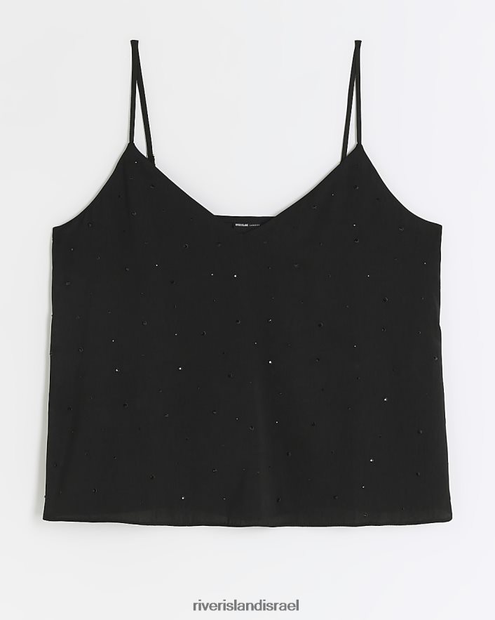 לבוש River Island חלק עליון קאמי יהלומי שָׁחוֹר נשים BDZ4083883