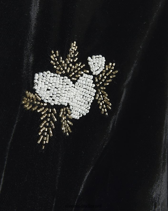 לבוש River Island קימונו מעוטר קטיפה שָׁחוֹר נשים BDZ4083888