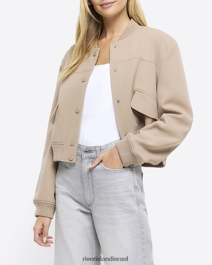 לבוש River Island בגד גוף עם צווארון מרובע לבן נשים BDZ408389