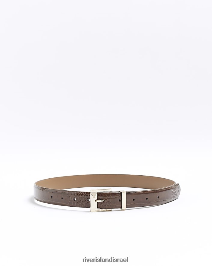 אביזרים River Island חגורה מובלטת בקרוק חום נשים BDZ4083890