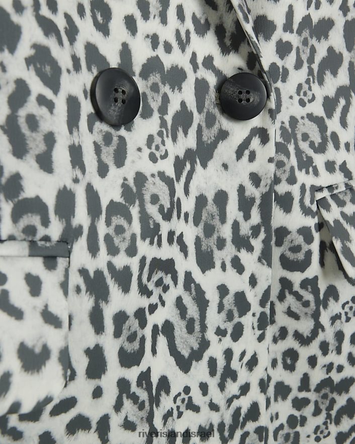 לבוש River Island בלייזר בהדפס חיות אפור נשים BDZ4083891