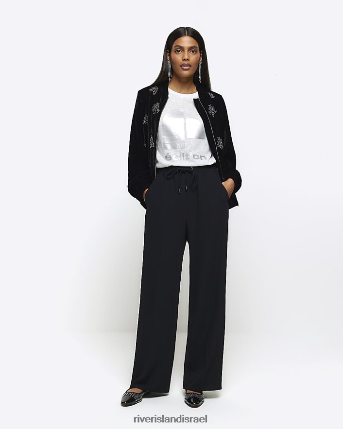 לבוש River Island חולצה גרפית לבן נשים BDZ4083895