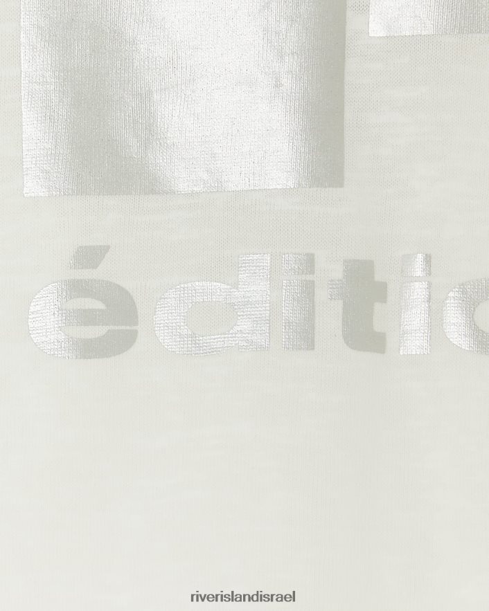 לבוש River Island חולצה גרפית לבן נשים BDZ4083895
