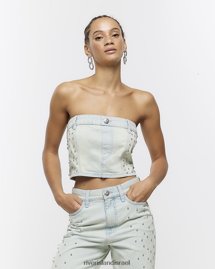 לבוש River Island טופ ג'ינס יהלומי בנדו כְּחוֹל נשים BDZ4083897