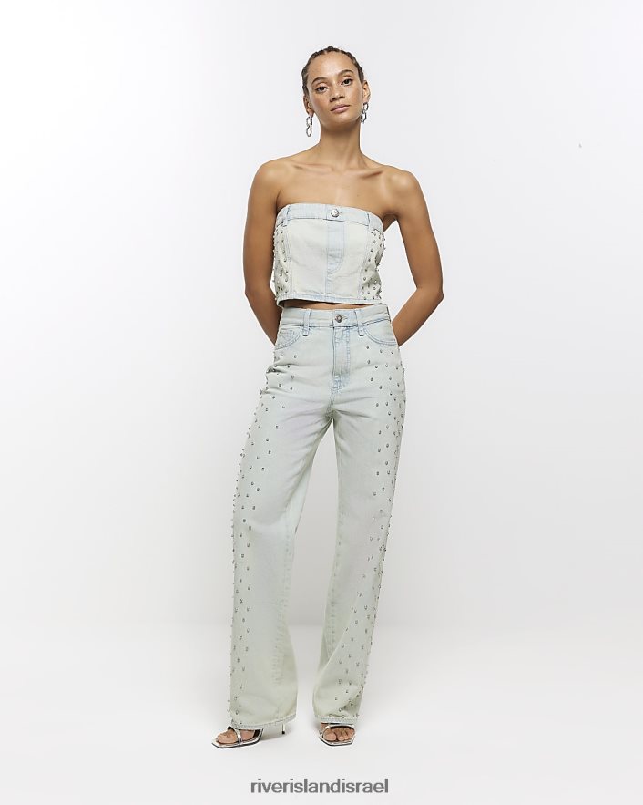 לבוש River Island טופ ג'ינס יהלומי בנדו כְּחוֹל נשים BDZ4083897