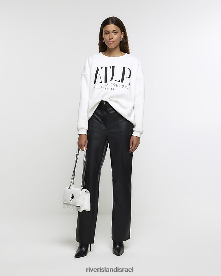 לבוש River Island סווטשירט גרפי לבן נשים BDZ4083899