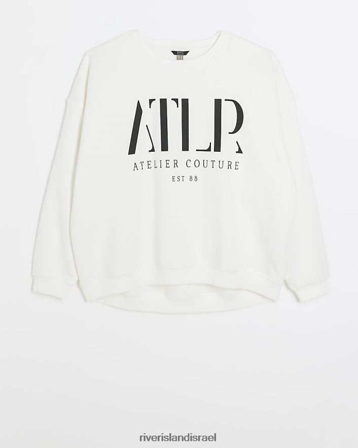 לבוש River Island סווטשירט גרפי לבן נשים BDZ4083899