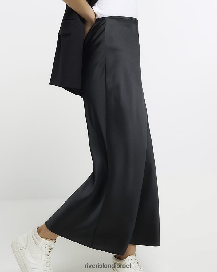 לבוש River Island חצאית מקסי סאטן שָׁחוֹר נשים BDZ40838