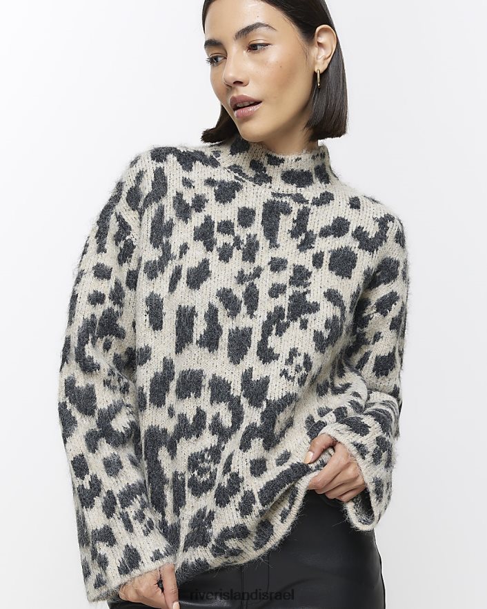 לבוש River Island מגשר עם הדפס בעלי חיים בז' נשים BDZ4083908
