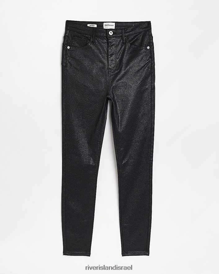 לבוש River Island ג'ינס סקיני מצופה בגזרה גבוהה שָׁחוֹר נשים BDZ4083912