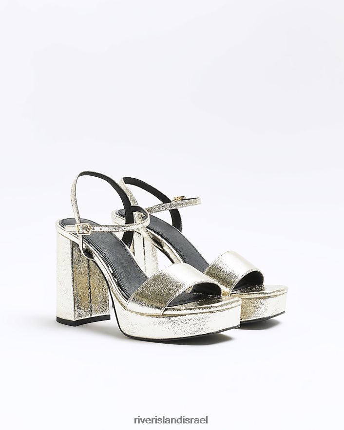 הַנעָלָה River Island סנדלי עקב פלטפורמה זהב נשים BDZ4083915