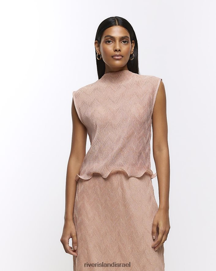 לבוש River Island חולצת מכפלת פליסה וָרוֹד נשים BDZ4083918