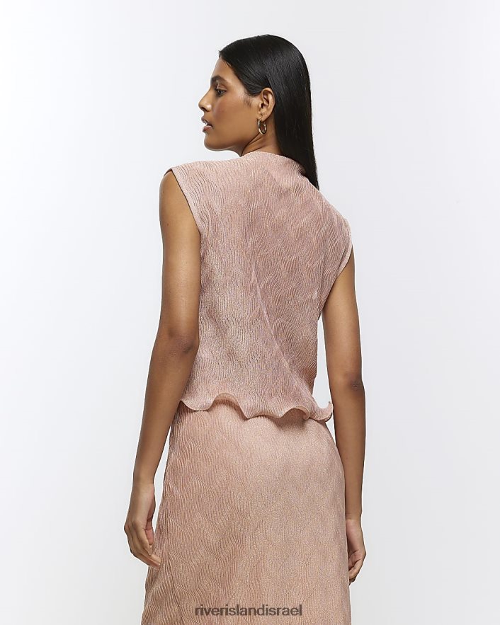 לבוש River Island חולצת מכפלת פליסה וָרוֹד נשים BDZ4083918
