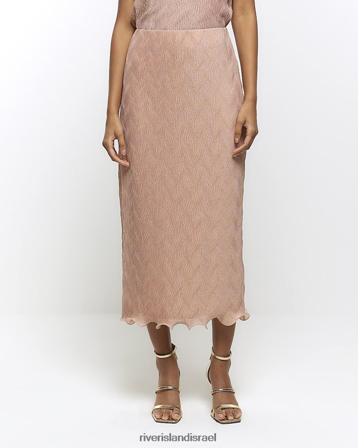 לבוש River Island חצאית מידי עם סלסולים וָרוֹד נשים BDZ4083922