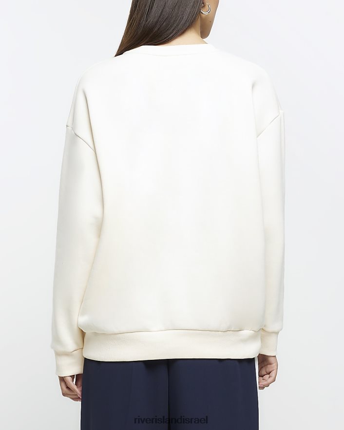 לבוש River Island סווטשירט גרפי בז' נשים BDZ4083927