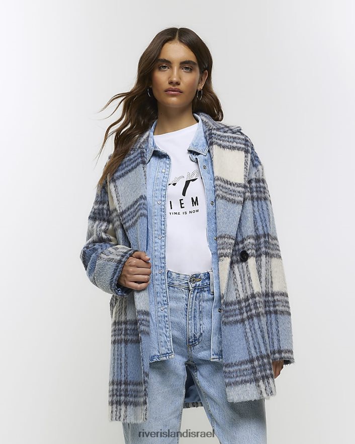 לבוש River Island מעיל בדוק כְּחוֹל נשים BDZ4083928