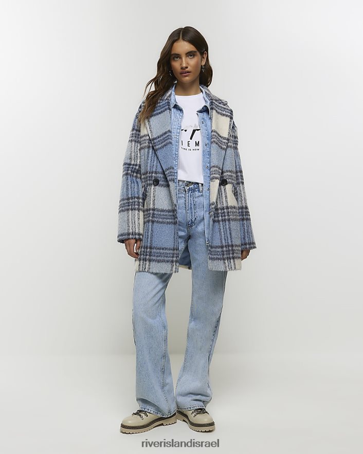 לבוש River Island מעיל בדוק כְּחוֹל נשים BDZ4083928