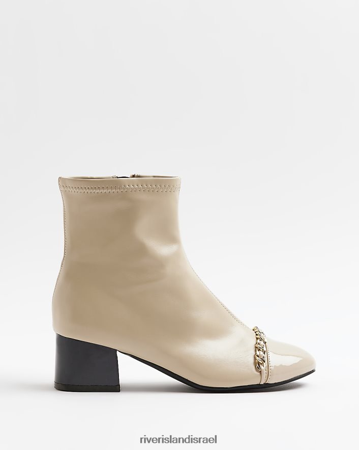 הַנעָלָה River Island מגפונים עם עקב שרשרת קרם נשים BDZ4083934