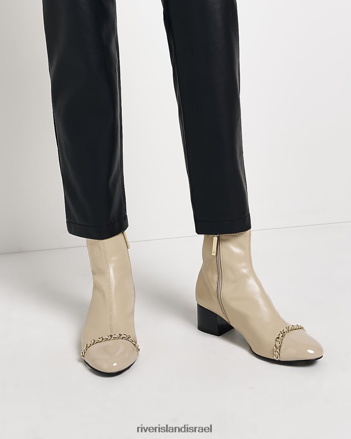 הַנעָלָה River Island מגפונים עם עקב שרשרת קרם נשים BDZ4083934