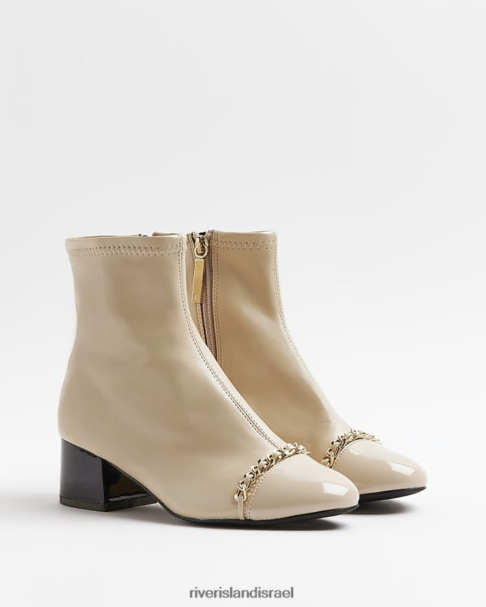 הַנעָלָה River Island מגפונים עם עקב שרשרת קרם נשים BDZ4083934