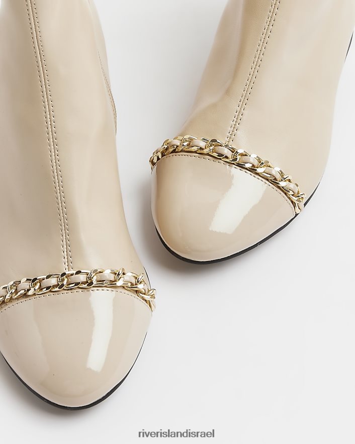 הַנעָלָה River Island מגפונים עם עקב שרשרת קרם נשים BDZ4083934
