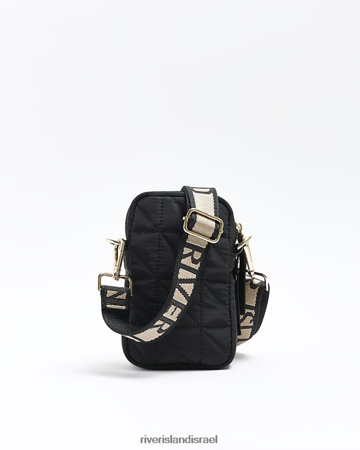 אביזרים River Island תיק מחזיק טלפון מרופד שָׁחוֹר נשים BDZ408393