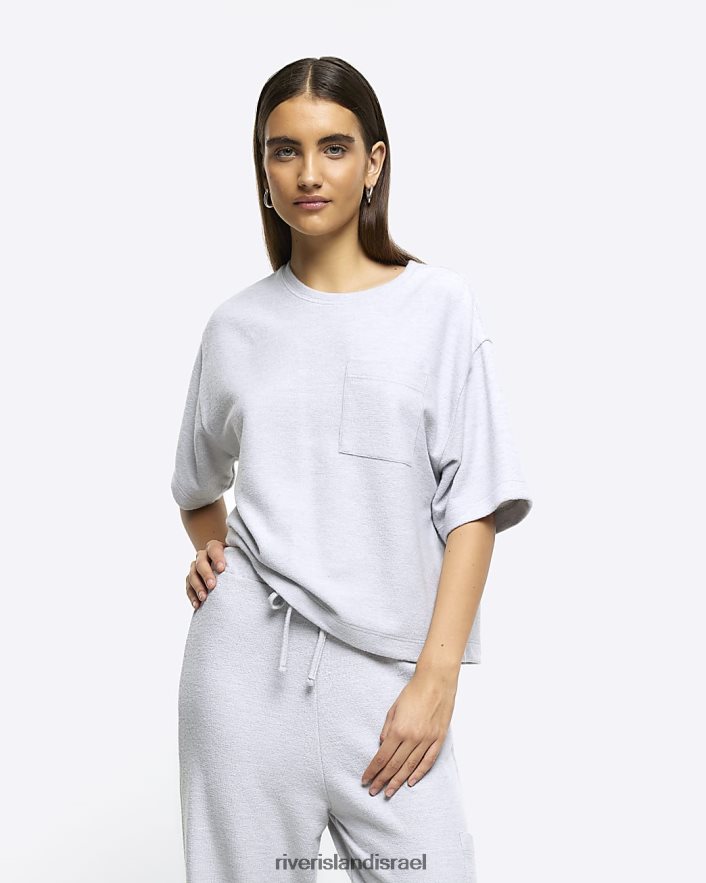 לבוש River Island חולצת טריקו טרקלין מטען גדול מדי כסף נשים BDZ4083947