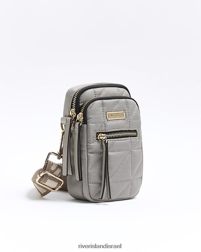אביזרים River Island תיק מחזיק טלפון מרופד אפור נשים BDZ408394