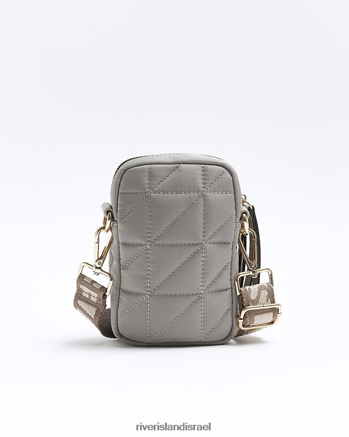 אביזרים River Island תיק מחזיק טלפון מרופד אפור נשים BDZ408394