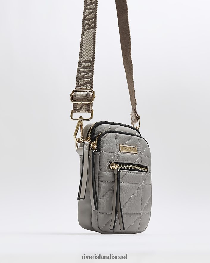 אביזרים River Island תיק מחזיק טלפון מרופד אפור נשים BDZ408394