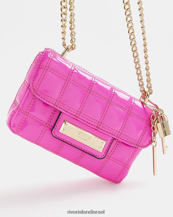 אביזרים River Island תיק כתף מרופדת פטנט וָרוֹד נשים BDZ4083954